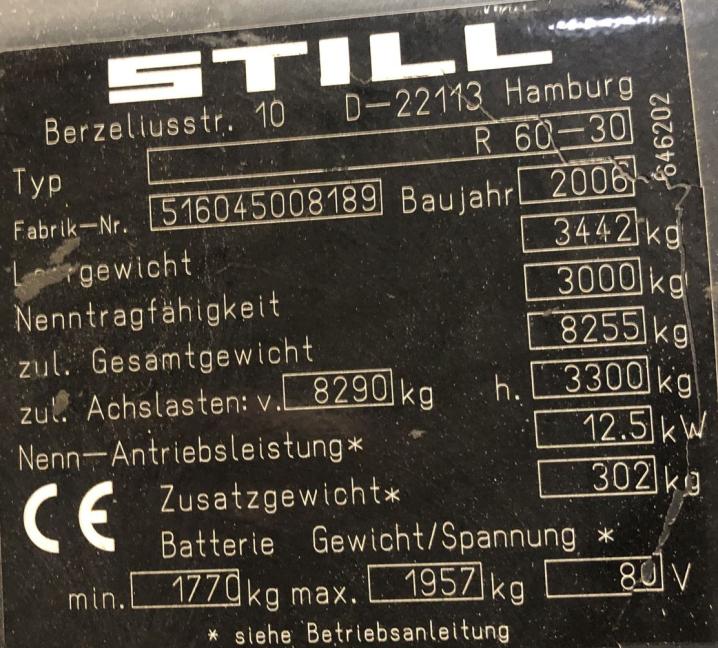 STILL R60-30 fork lift